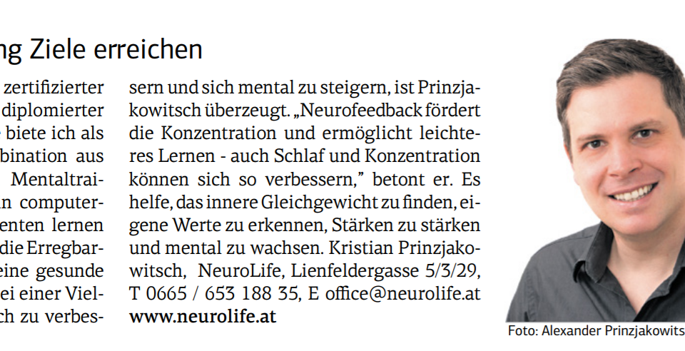 Wiener Wirtschaft berichtet über NeuroLife Neurofeedback + Mentaltraining